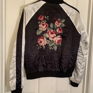 Empyre Satin Floral Embroiderd bomber jacket.